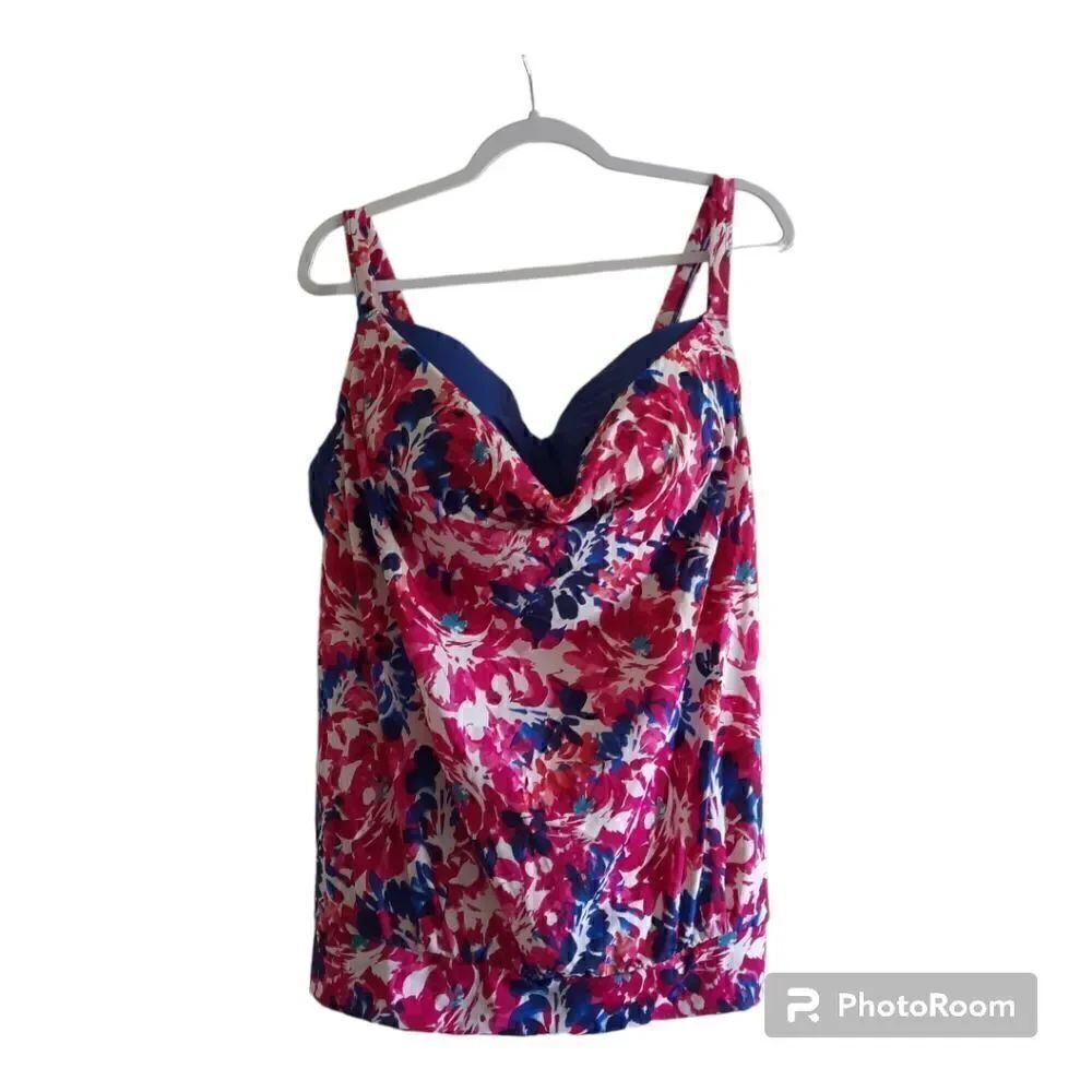 Swimsuit 4 All Floral Drape Cowl Tankini Top